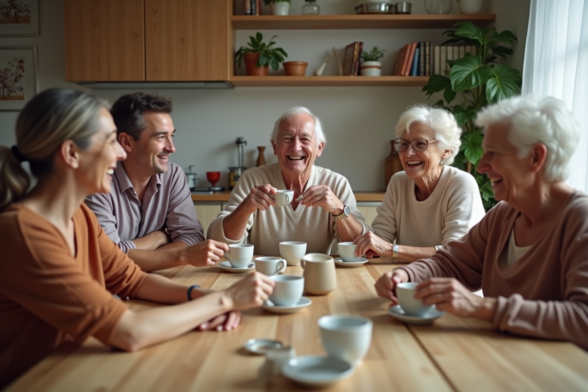 Groupe d amis et famille partageant un repas convivial