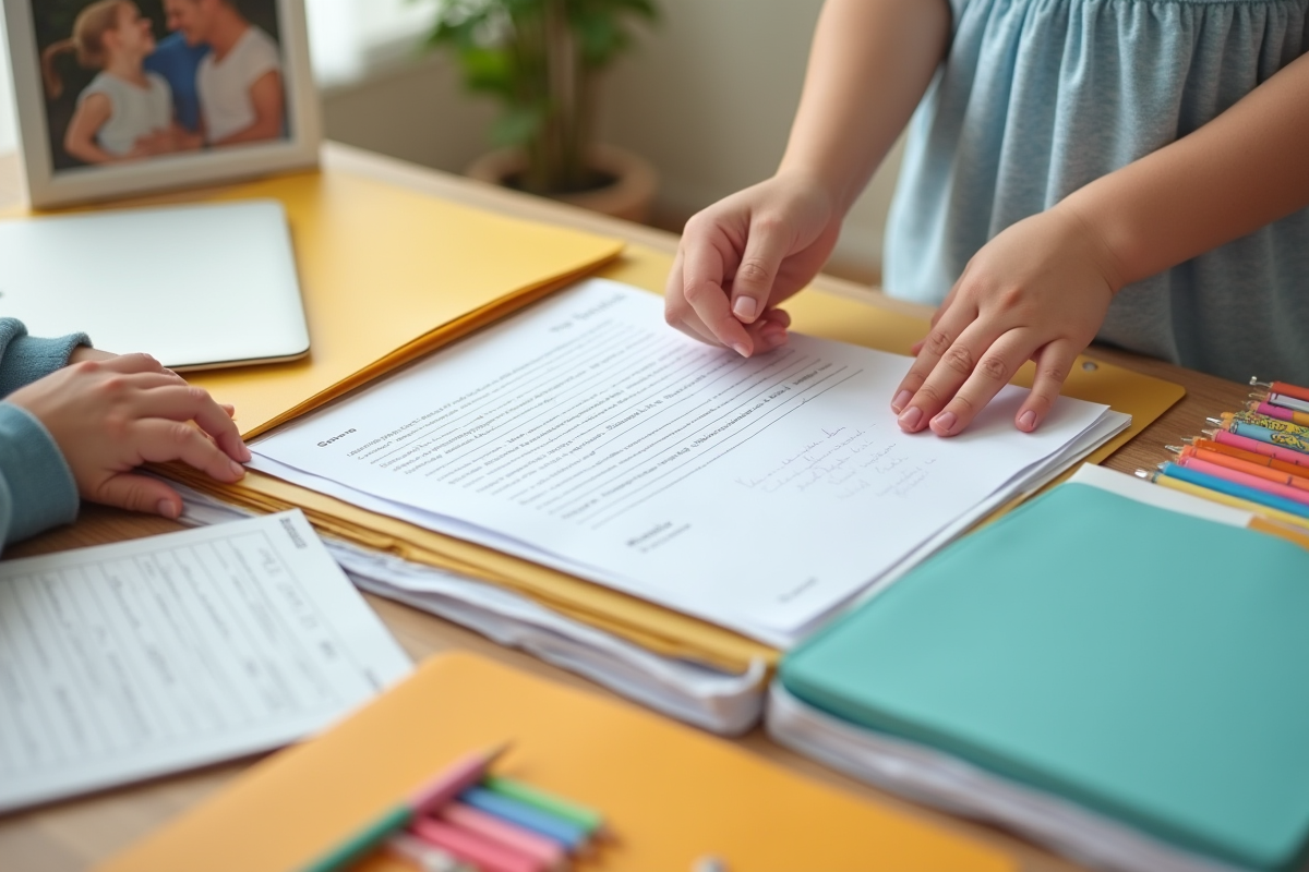 Fichiers et papiers rangés avec des notes dans un système organisé