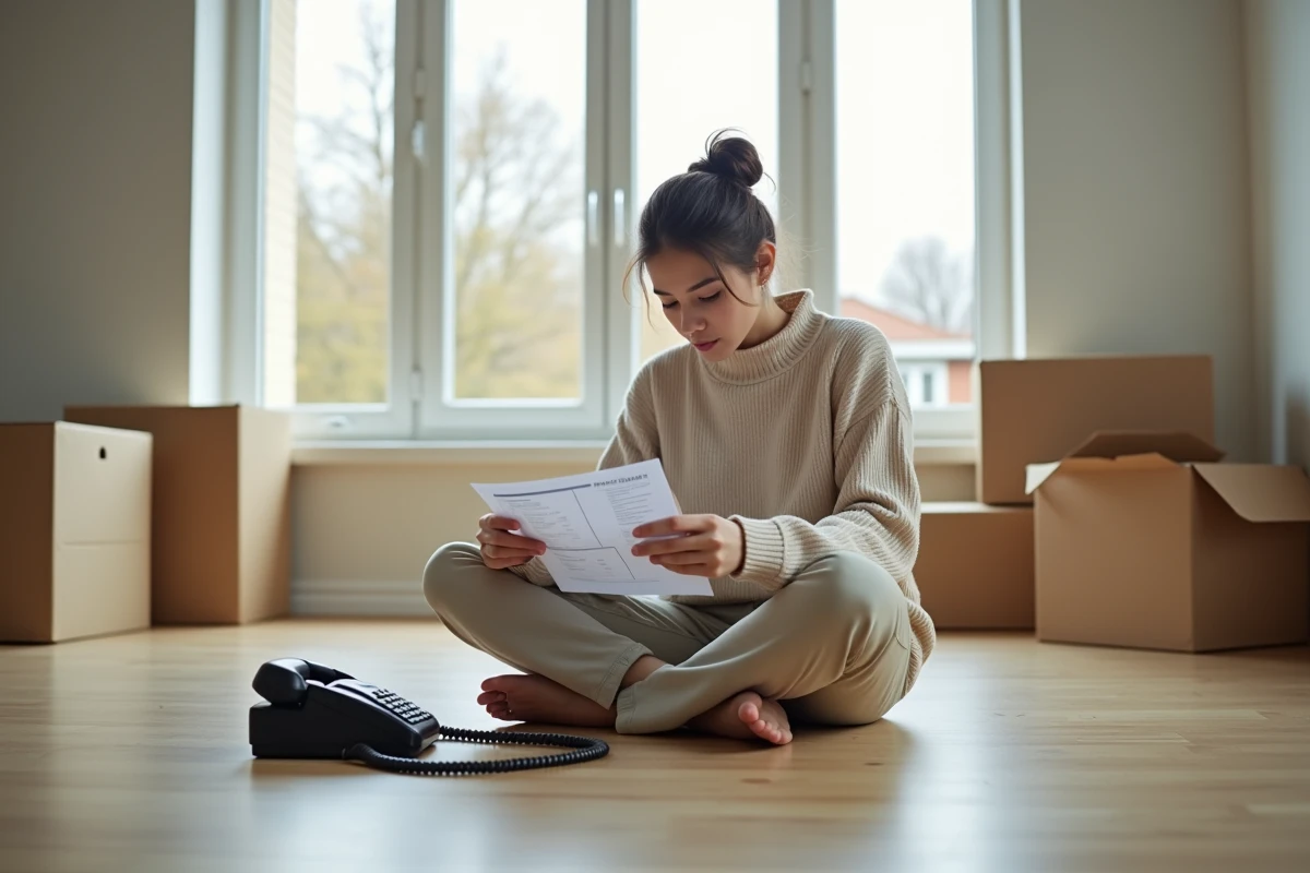 Jeune femme lisant un manuel pour assembler un téléphone
