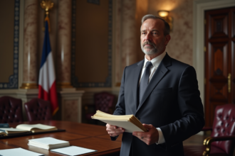 Homme d'affaires en costume avec documents officiels