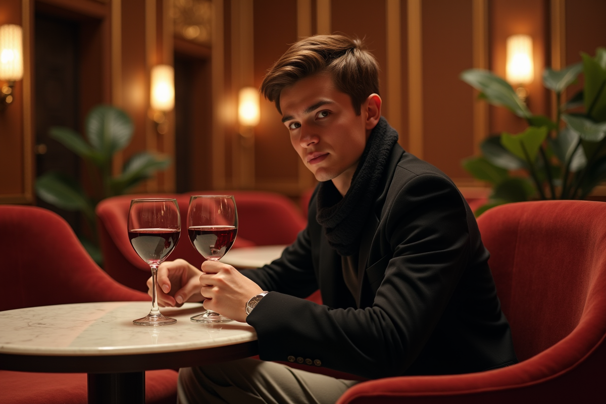 Jeune homme dans le lobby d