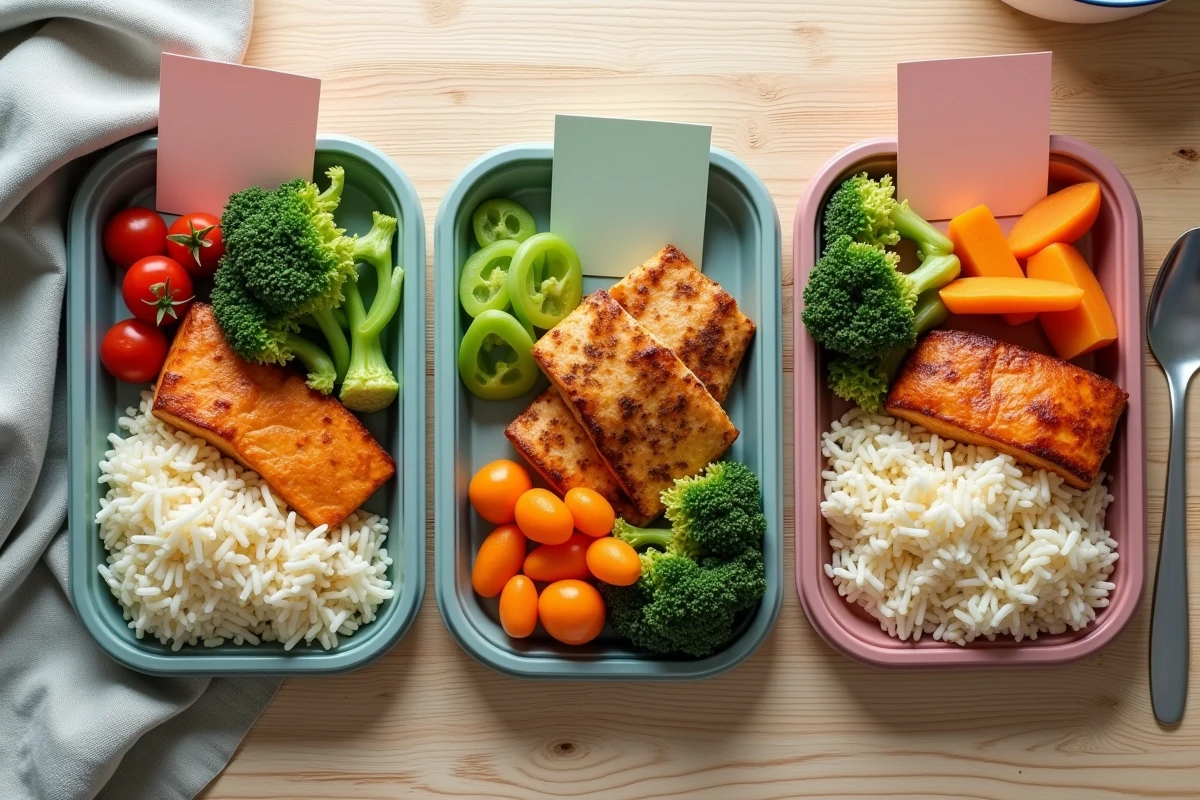 Trois plateaux repas adaptés à différents régimes alimentaires et besoins nutritionnels spécifiques à la Maison Zélia
